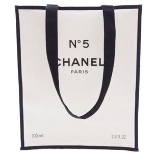 Chanel Canvas 100th Anniversary Tote Bag White × Black